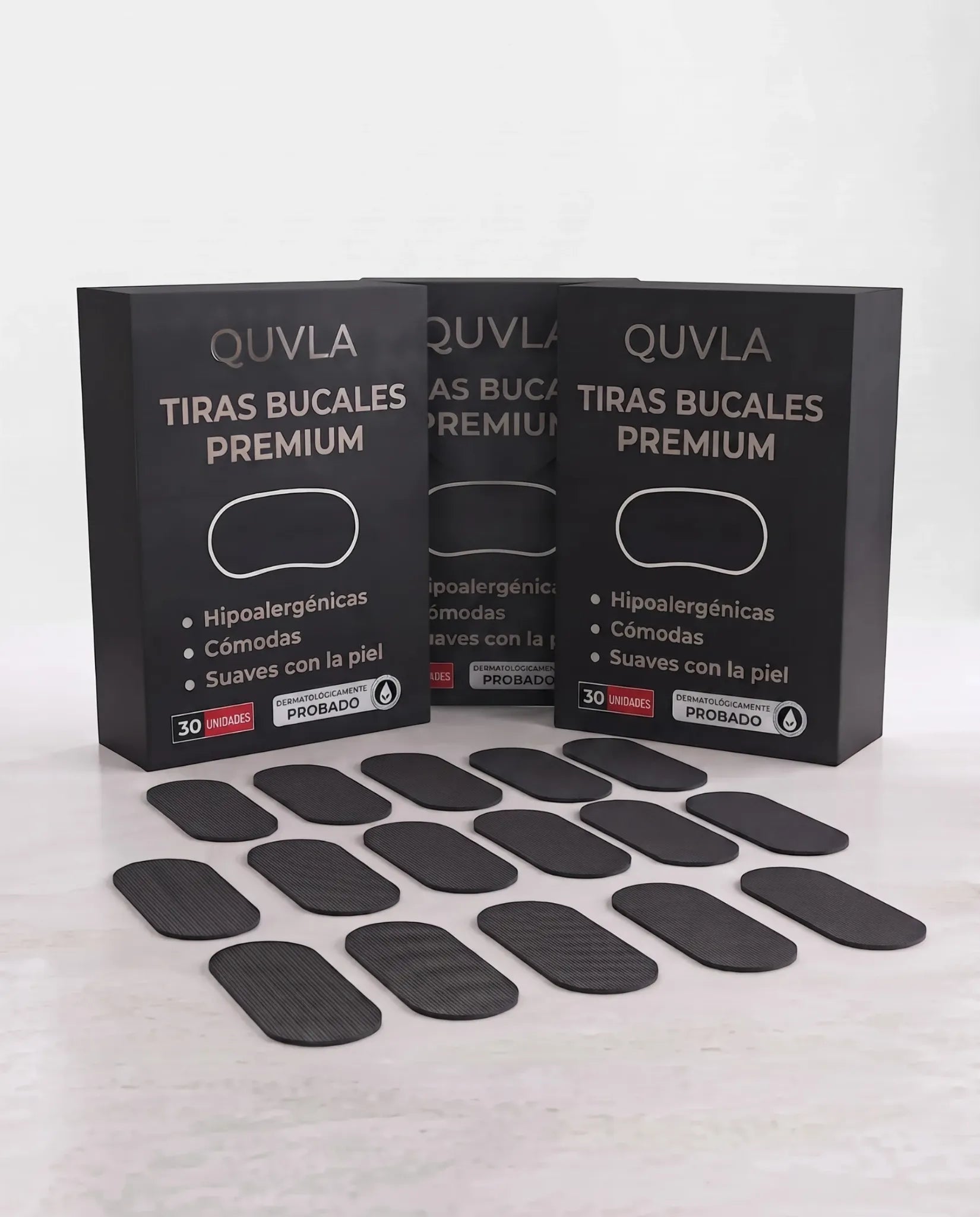 Tres cajas de tiras bucales QUVLA